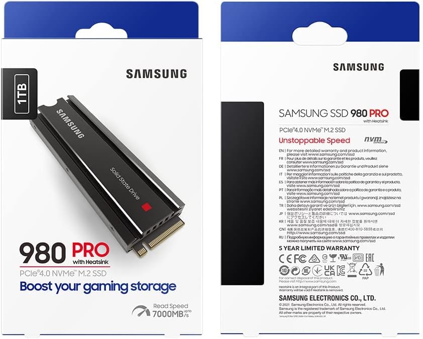 Samsung M.2 NVME SSD 980 Pro 1TB Heatsink Samsung M.2 NVME SSD 980 Pro 1TB Heatsink